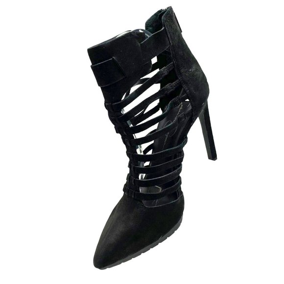 Jessica Simpson Berdet Black‎ Nubuck Pointed Toe  Zip Booties - Picture 4 of 9